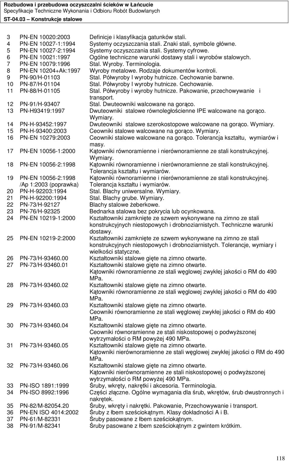 Rodzaje dokumentów kontroli. 9 PN-90/H-01103 Stal. Półwyroby I wyroby hutnicze. Cechowanie barwne. 10 PN-87/H-01104 Stal. Półwyroby I wyroby hutnicze. Cechowanie. 11 PN-88/H-01105 Stal.