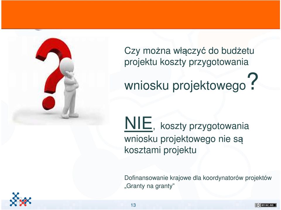 NIE, koszty przygotowania wniosku projektowego nie są