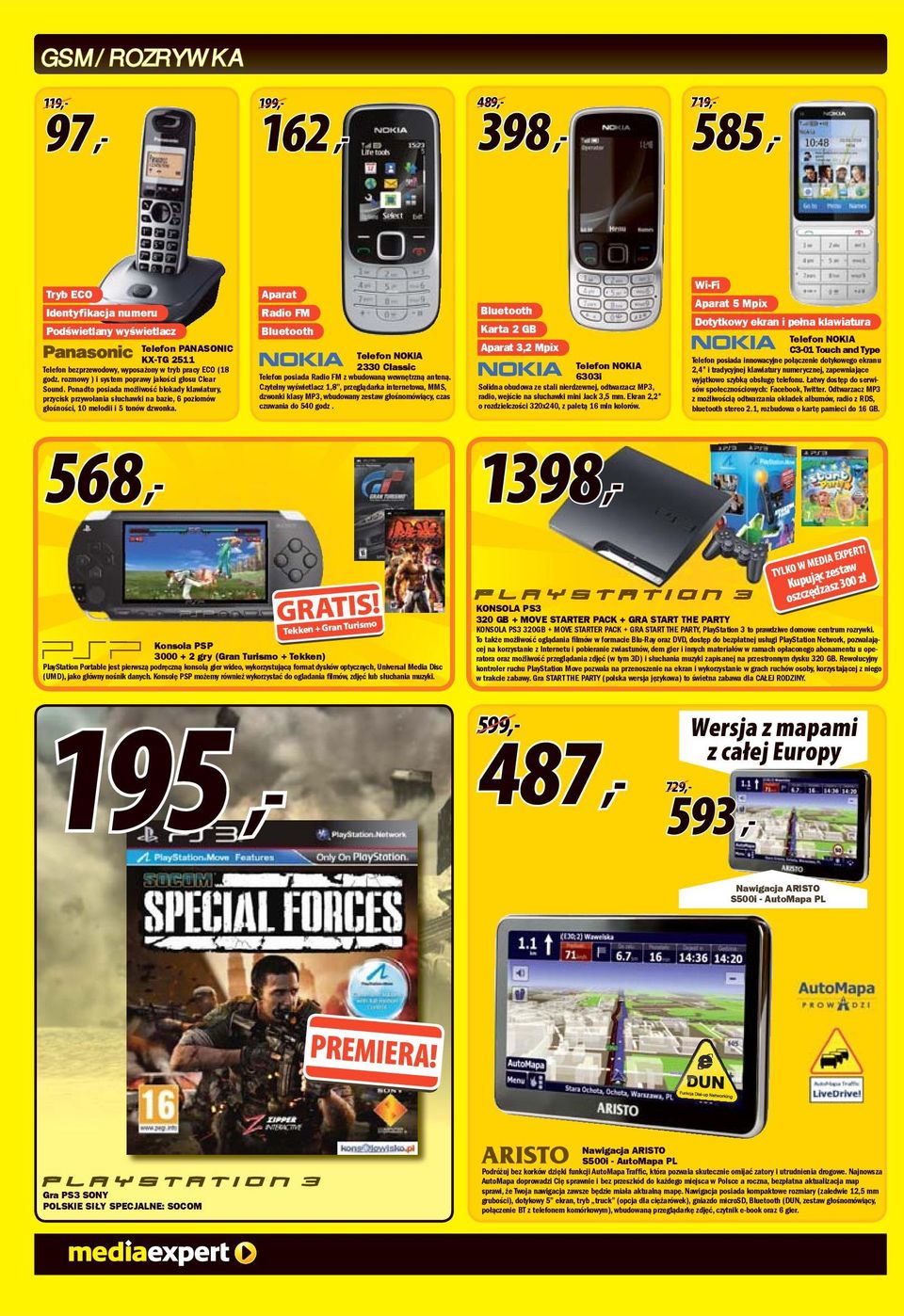 568,- parat Radio FM Bluetooth Telefon NOKI 2330 Classic Telefon posiada Radio FM z wbudowaną wewnętrzną anteną.