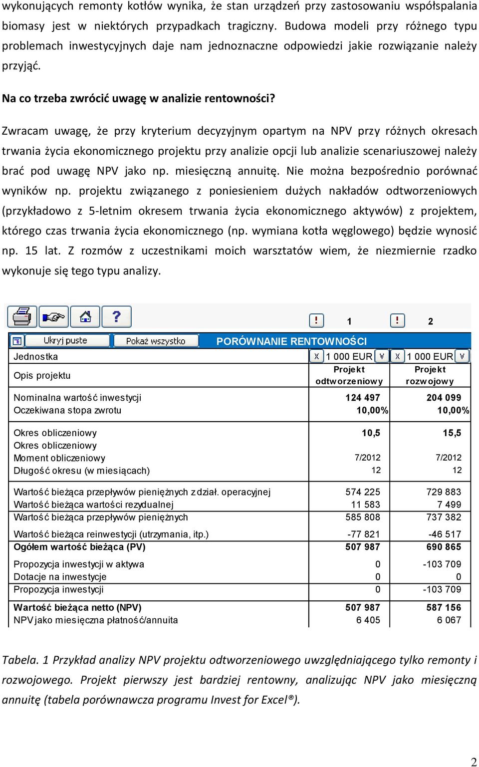 Zwracam uwagę, że przy kryterium decyzyjnym opartym na NPV przy różnych okresach trwania życia ekonomicznego projektu przy analizie opcji lub analizie scenariuszowej należy brad pod uwagę NPV jako np.