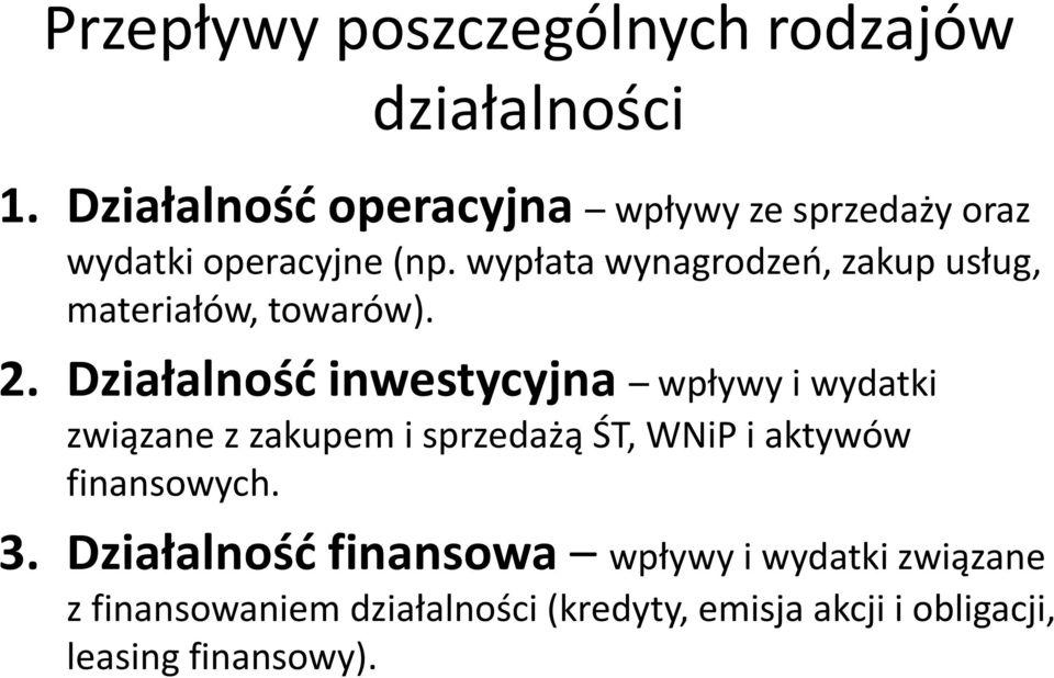 wypłata wynagrodzeń, zakup usług, materiałów, towarów). 2.