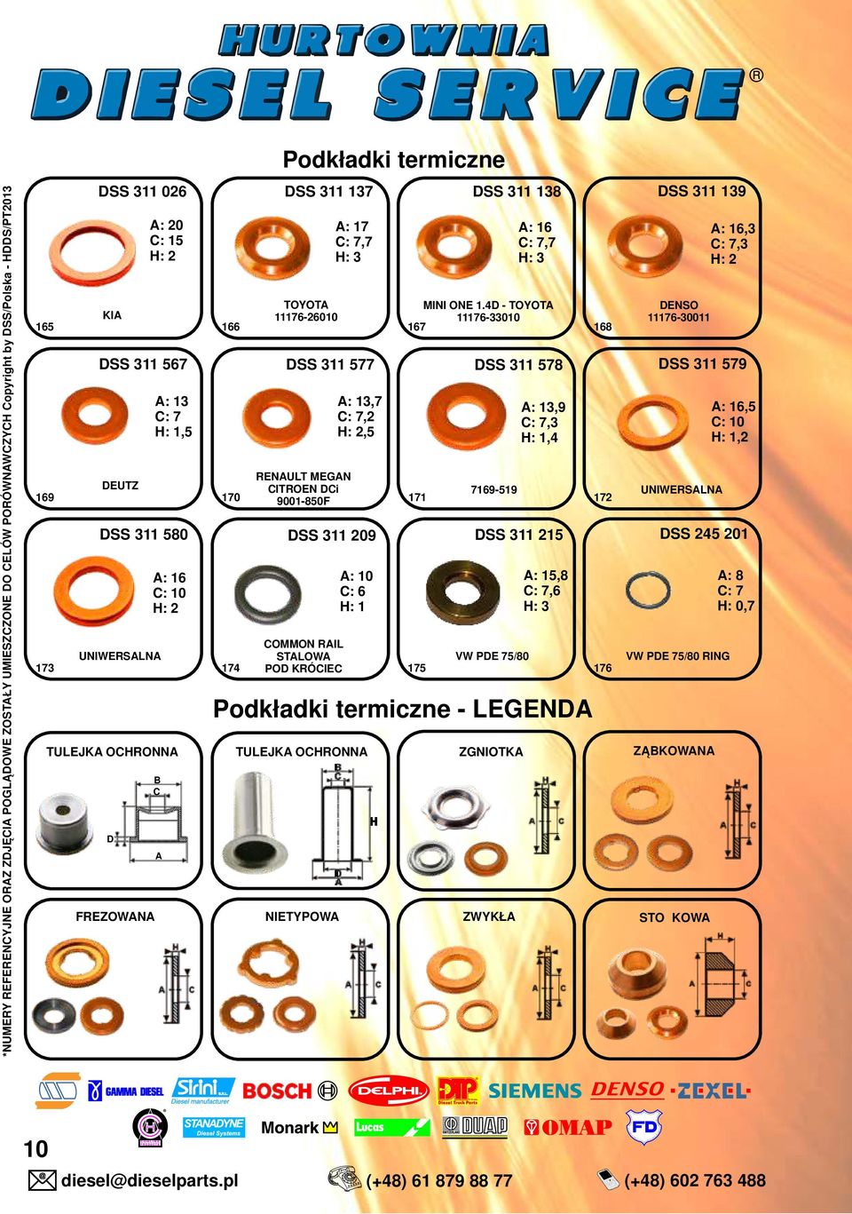 4D - TOYOTA KIA 76-600 76-00 65 66 67 68 RENAULT MEGAN DEUTZ CITROEN DCi 769-59 69 70 900-850F 7 7 DSS 579 DSS 09 DSS 5 DSS 45 0 COMMON RAIL UNIWERSALNA STALOWA VW PDE 75/80 7 74 POD KRÓCIEC