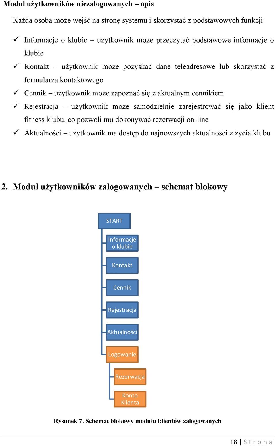 samodzielnie zarejestrować się jako klient fitness klubu, co pozwoli mu dokonywać rezerwacji on-line Aktualności użytkownik ma dostęp do najnowszych aktualności z życia klubu 2.