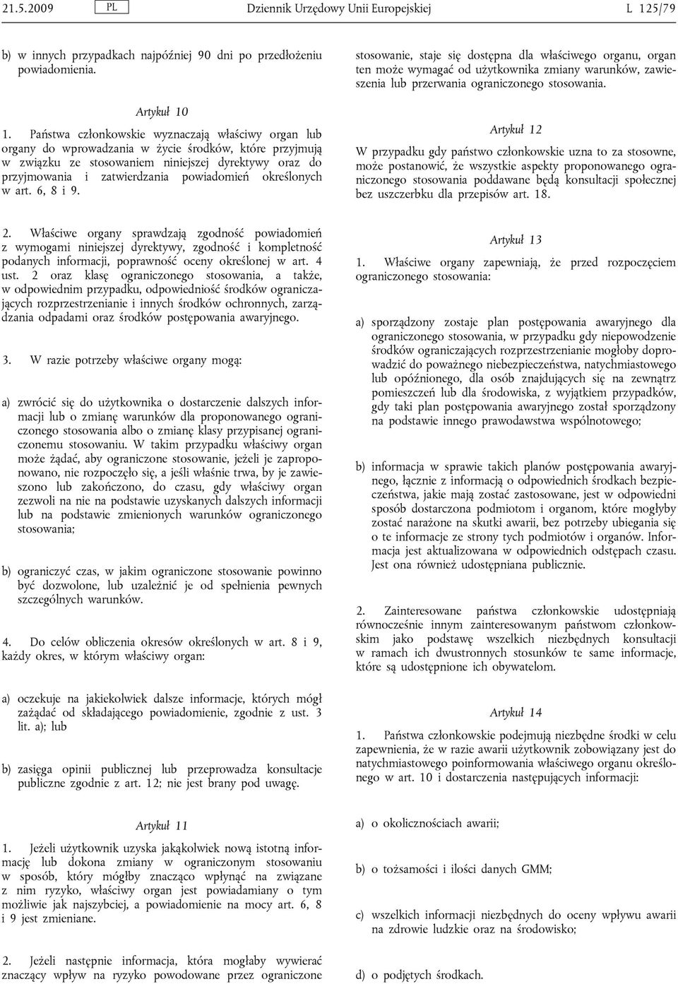 powiadomień określonych w art. 6, 8 i 9.