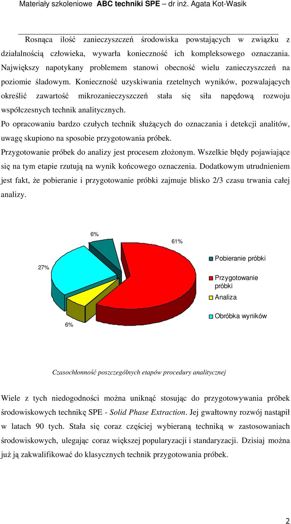 Konieczność uzyskiwania rzetelnych wyników, pozwalających określić zawartość mikrozanieczyszczeń stała się siła napędową rozwoju współczesnych technik analitycznych.