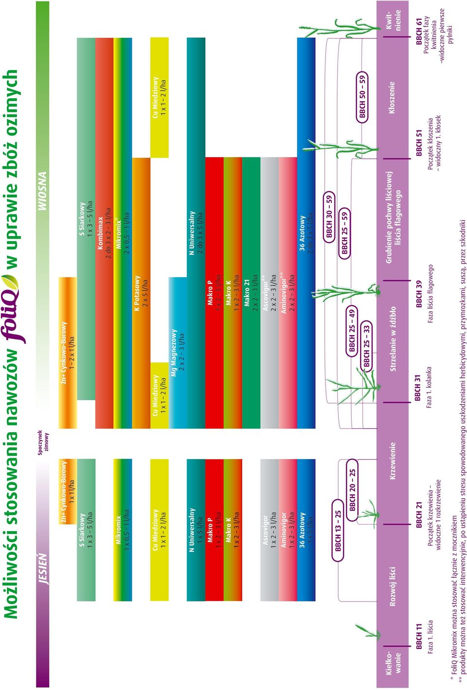 2 3 l/ha K Potasowy 2 x 5 l/ha Makro P 1 x 2 3 l/ha Makro K 1 x 2 3 l/ha Makro 21 2 x 2 3 l/ha Ascovigor** 2 x 2 3 l/ha Aminovigor** 2 x 2 3 l/ha S Siarkowy 1 x 3 5 l/ha Kombimax 2 do 3 x 2 3 l/ha