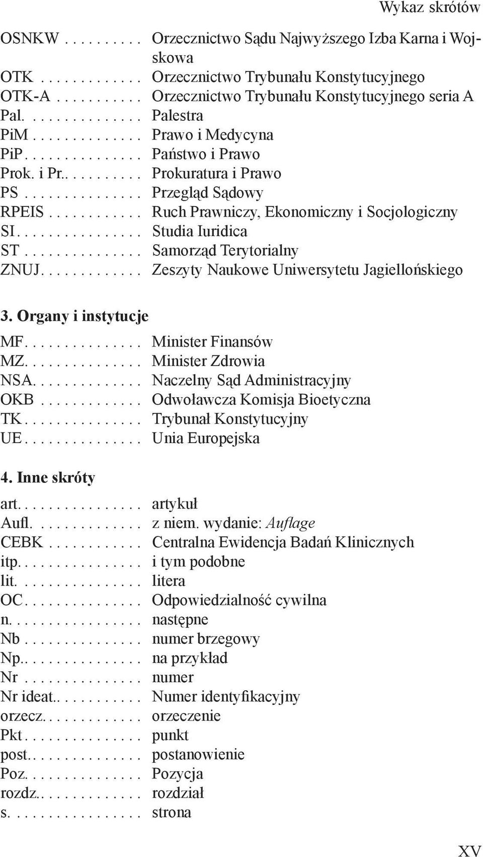 ........... Ruch Prawniczy, Ekonomiczny i Socjologiczny SI................ Studia Iuridica ST............... Samorząd Terytorialny ZNUJ............. Zeszyty Naukowe Uniwersytetu Jagiellońskiego 3.