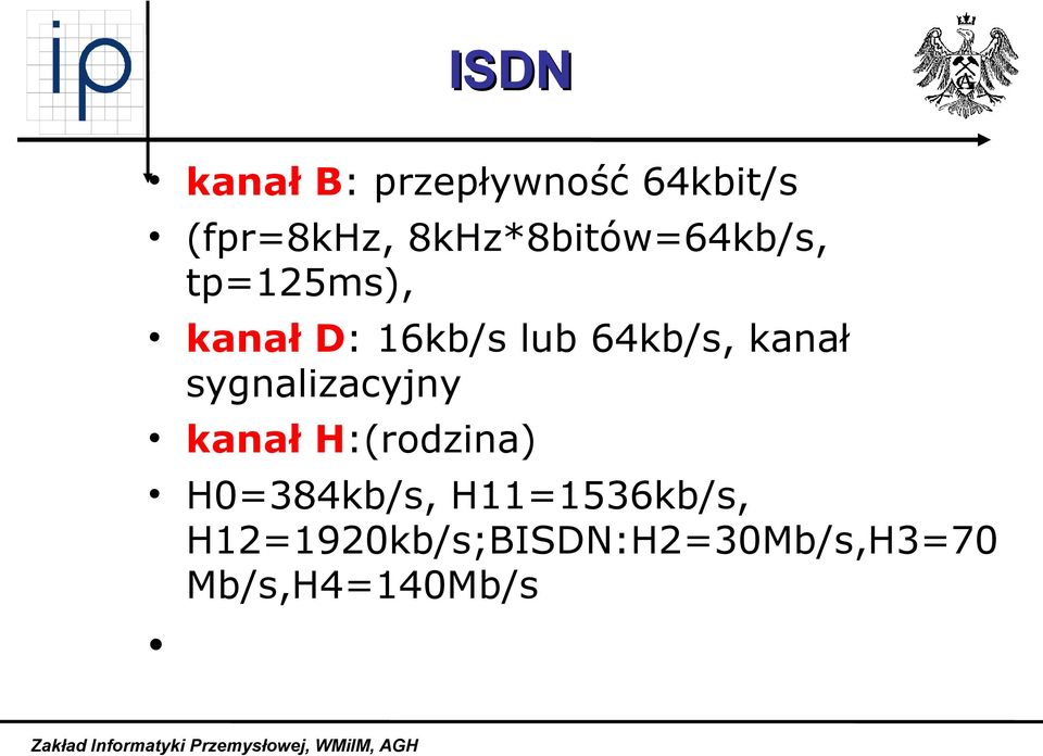 64kb/s, kanał sygnalizacyjny kanał H:(rodzina)