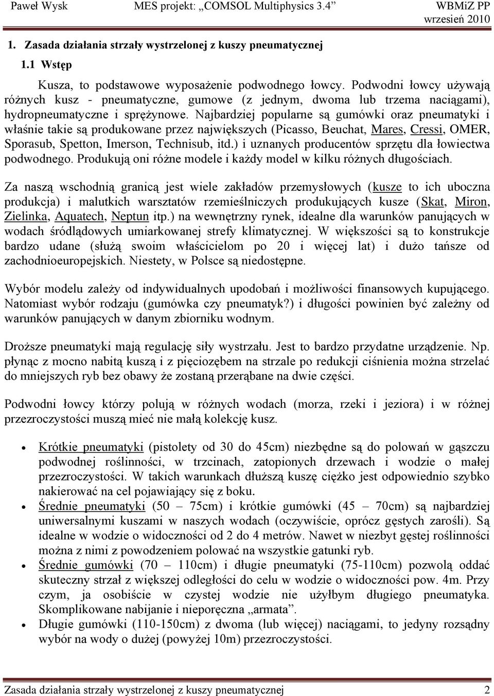 Najbardziej popularne są gumówki oraz pneumatyki i właśnie takie są produkowane przez największych (Picasso, Beuchat, Mares, Cressi, OMER, Sporasub, Spetton, Imerson, Technisub, itd.