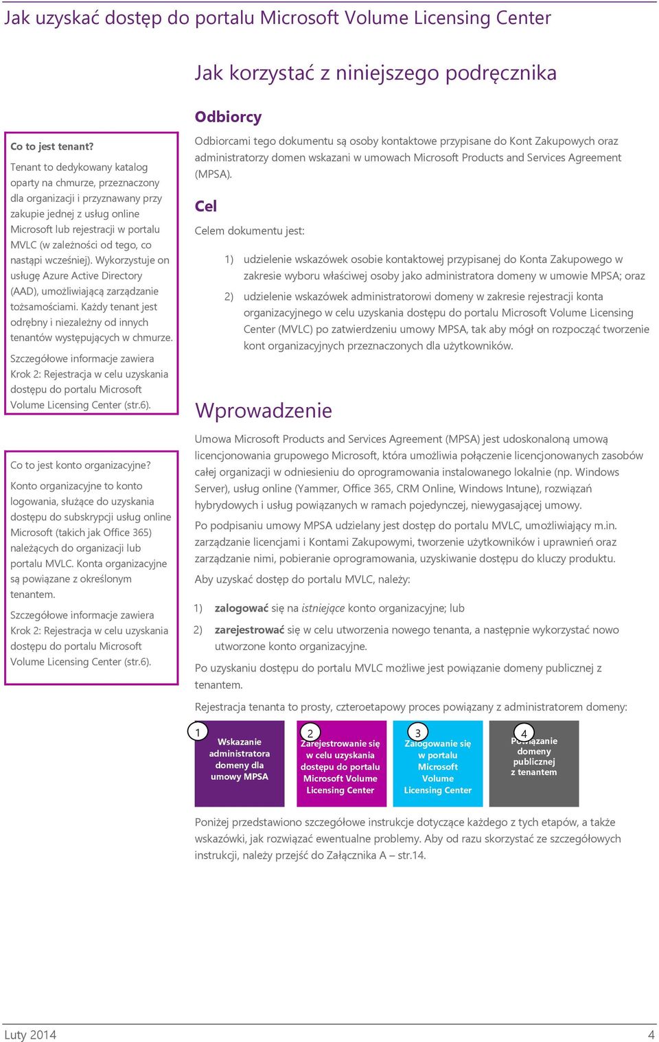 nastąpi wcześniej). Wykorzystuje on usługę Azure Active Directory (AAD), umożliwiającą zarządzanie tożsamościami. Każdy tenant jest odrębny i niezależny od innych tenantów występujących w chmurze.
