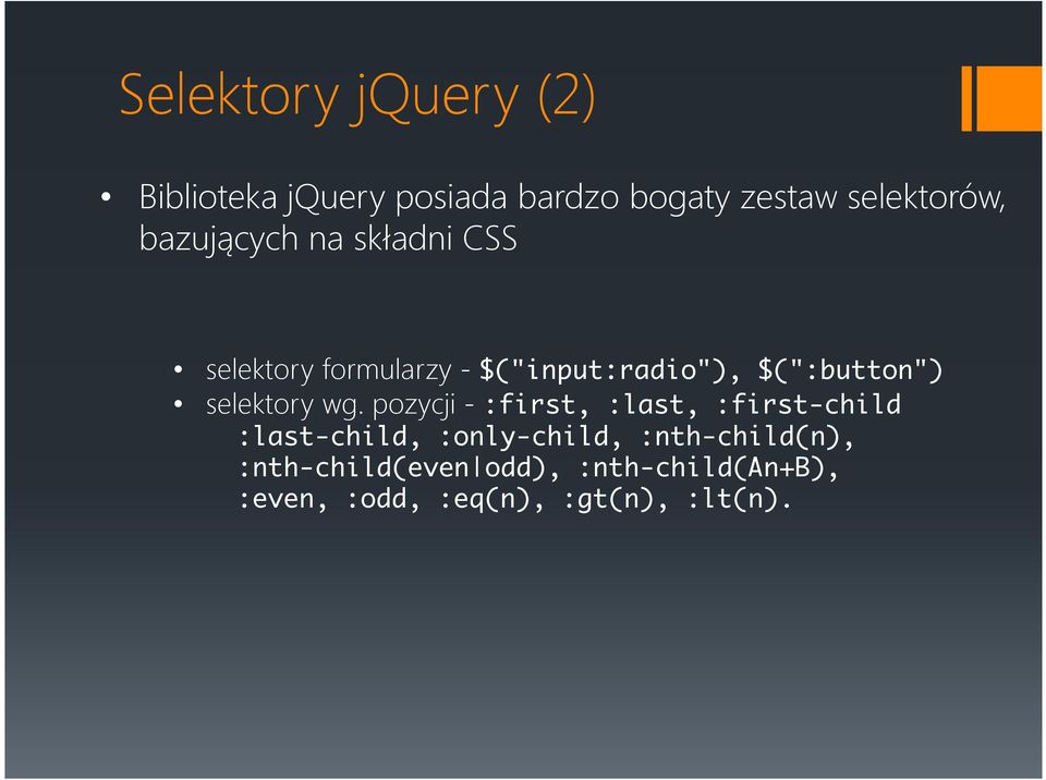 selektory wg.