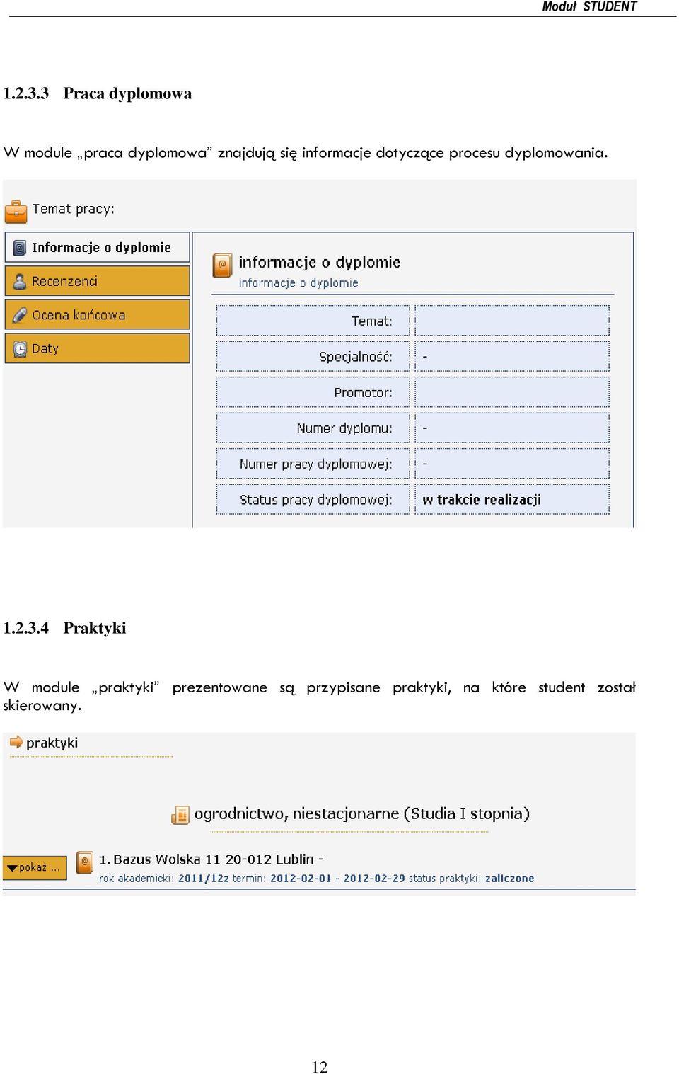 się informacje dotyczące procesu dyplomowania.