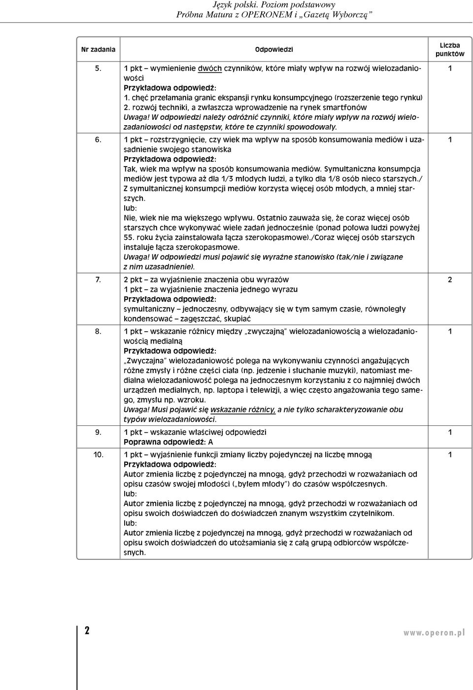 W odpowiedzi należy odróżnić czynniki, które miały wpływ na rozwój wielozadaniowości od następstw, które te czynniki spowodowały. 6.