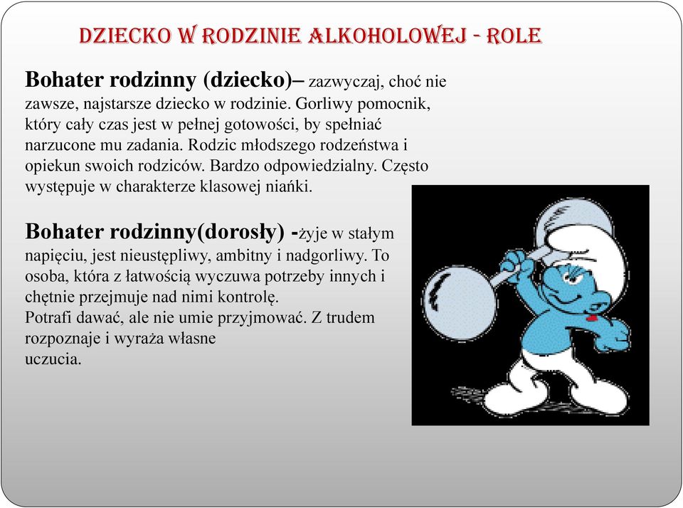 Bardzo odpowiedzialny. Często występuje w charakterze klasowej niańki.