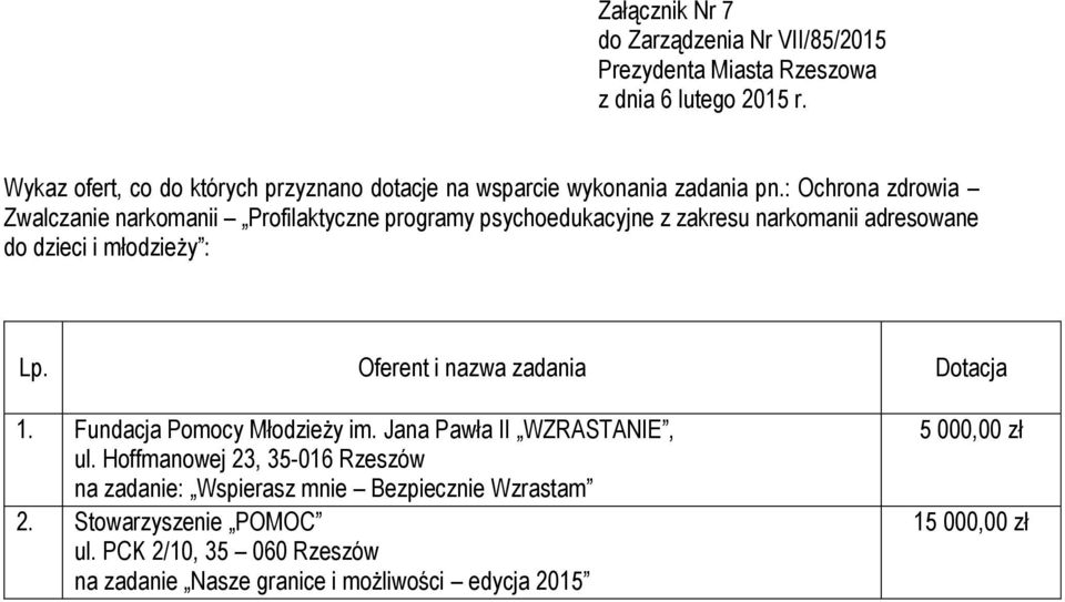 Jana Pawła II WZRASTANIE, ul.