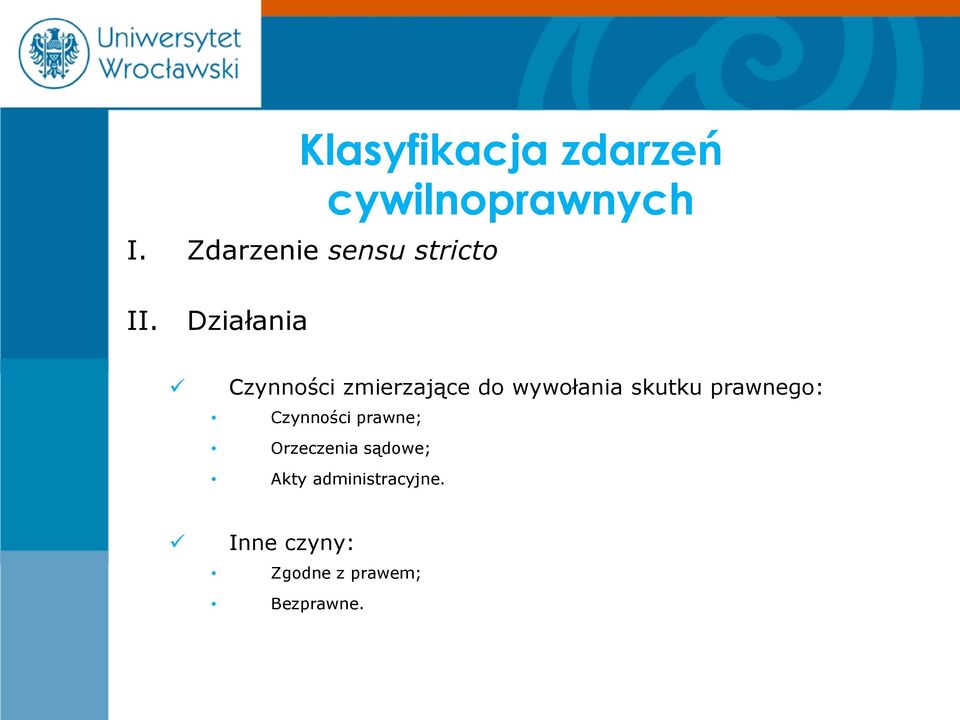 Działania Czynności zmierzające do wywołania skutku