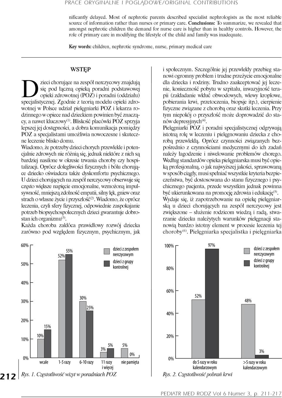Conclusions: To summarize, we revealed that amongst nephrotic children the demand for nurse care is higher than in healthy controls.