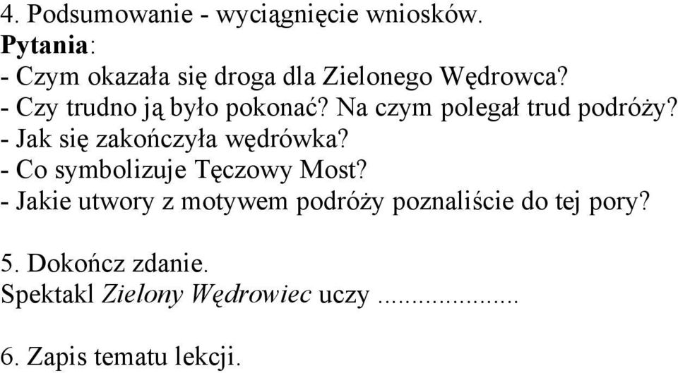 Na czym polegał trud podróży? - Jak się zakończyła wędrówka?