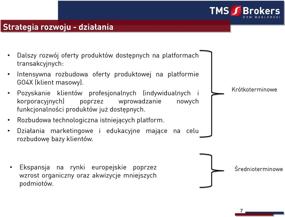 Pozyskanie klientów profesjonalnych (indywidualnych i korporacyjnych) poprzez wprowadzanie nowych funkcjonalności produktów już dostępnych.