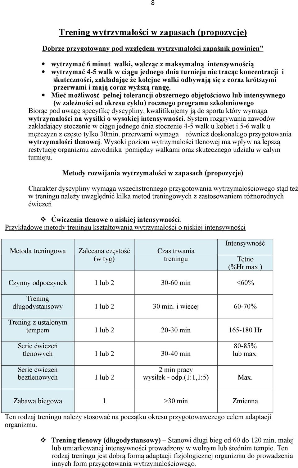 Mieć możliwość pełnej tolerancji obszernego objętościowo lub intensywnego (w zależności od okresu cyklu) rocznego programu szkoleniowego Biorąc pod uwagę specyfikę dyscypliny, kwalifikujemy ją do