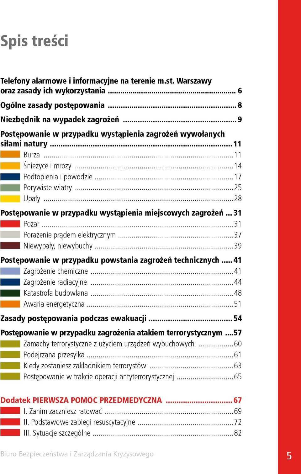 ..28 Postępowanie w przypadku wystąpienia miejscowych zagrożeń... 31 Pożar...31 Porażenie prądem elektrycznym...37 Niewypały, niewybuchy...39 Postępowanie w przypadku powstania zagrożeń technicznych.