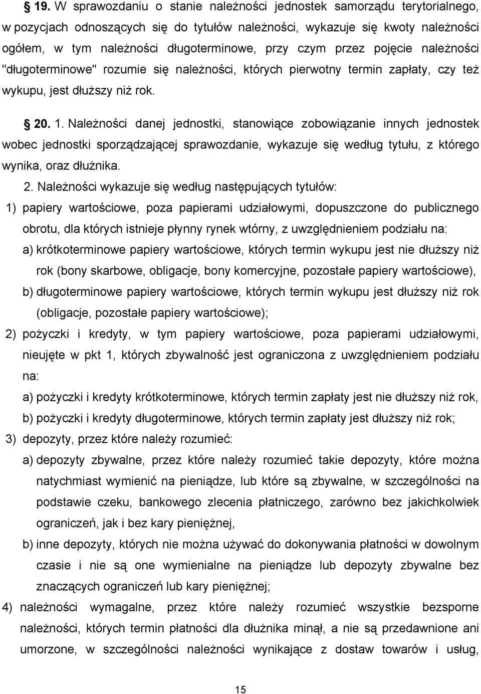 Należności danej jednostki, stanowiące zobowiązanie innych jednostek wobec jednostki sporządzającej sprawozdanie, wykazuje się według tytułu, z którego wynika, oraz dłużnika. 2.