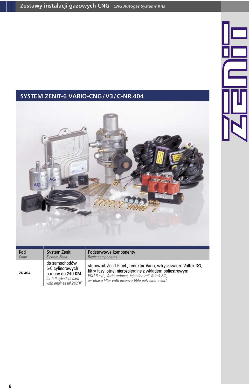 240HP Podstawowe komponenty Basic components sterownik Zenit 6 cyl.