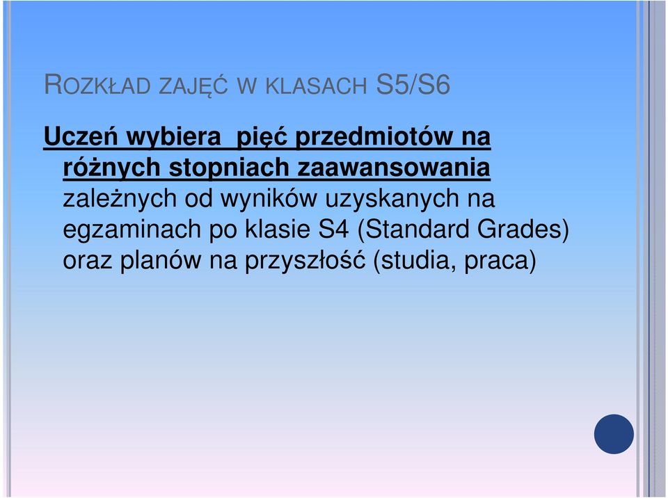 zależnych od wyników uzyskanych na egzaminach po