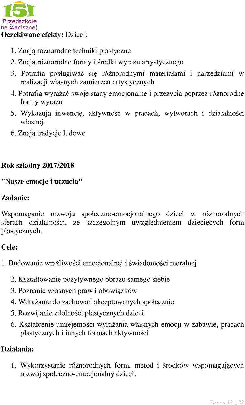 Wykazują inwencję, aktywność w pracach, wytworach i działalności własnej. 6.