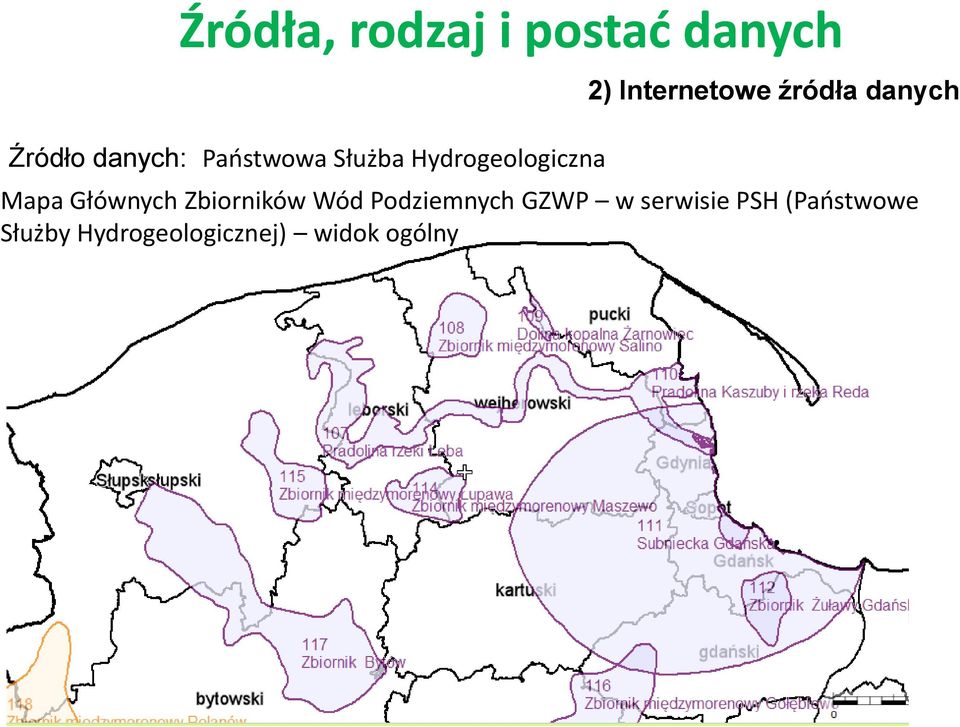 źródła danych Mapa Głównych Zbiorników Wód Podziemnych