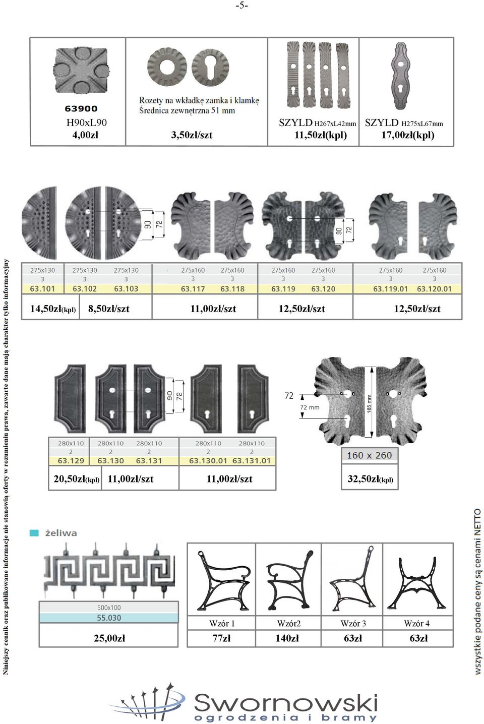 SZYLD H275xL67mm 1(kpl) 17,00zł(kpl) 12,50zł/szt 11,00zł/szt