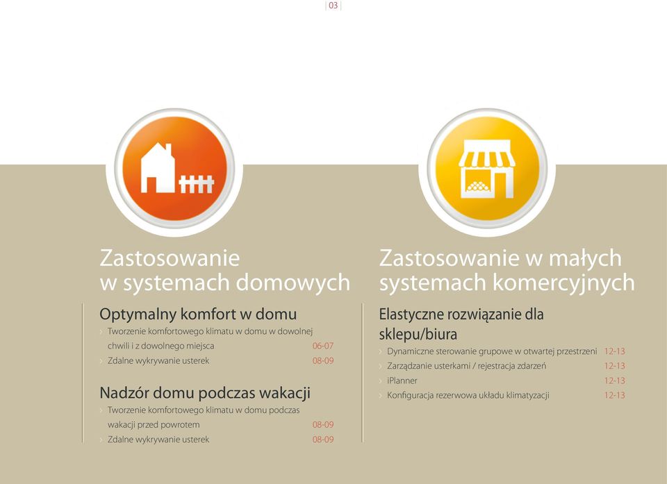 Zdalne wykrywanie usterek 08-09 Zastosowanie w małych systemach komercyjnych Elastyczne rozwiązanie dla sklepu/biura > Dynamiczne sterowanie