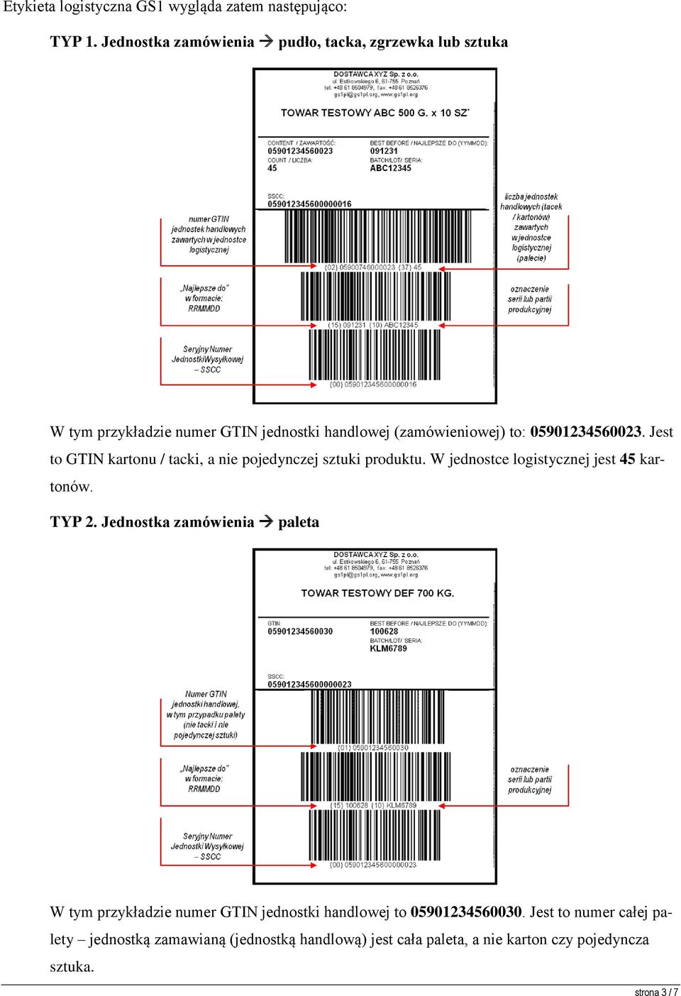 05901234560023. Jest to GTIN kartonu / tacki, a nie pojedynczej sztuki produktu. W jednostce logistycznej jest 45 kartonów. TYP 2.