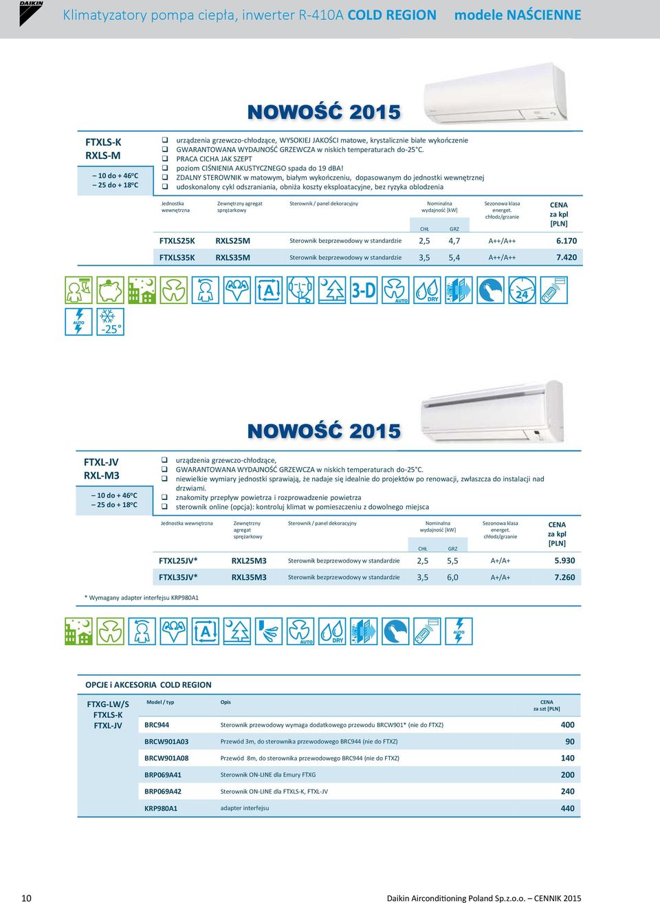 ZDALNY STEROWNIK w matowym, białym wykończeniu, dopasowanym do jednostki wewnętrznej udoskonalony cykl odszraniania, obniża koszty eksploatacyjne, bez ryzyka oblodzenia wewnętrzna Zewnętrzny agregat