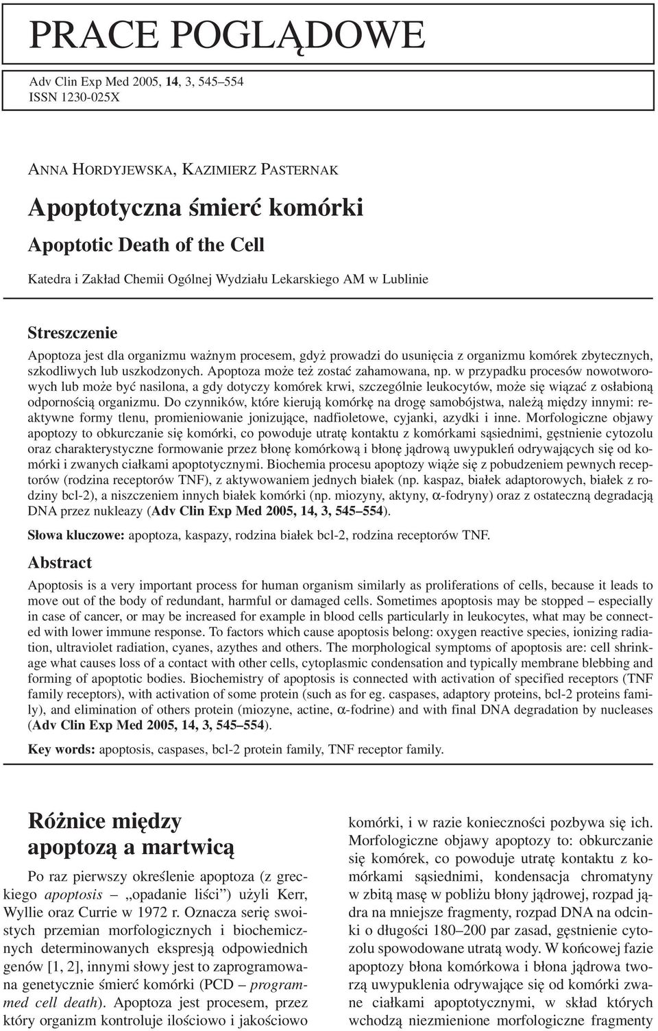 Apoptoza może też zostać zahamowana, np.