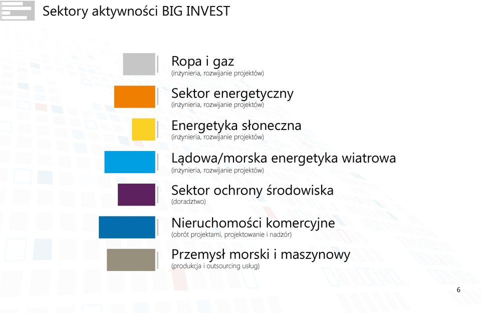 energetyka wiatrowa (inżynieria, rozwijanie projektów) Sektor ochrony środowiska (doradztwo)