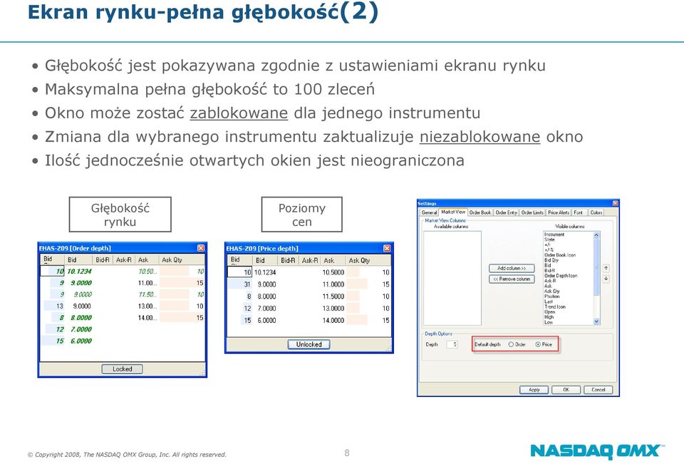 dla wybranego instrumentu zaktualizuje niezablokowane okno Ilość jednocześnie otwartych okien jest