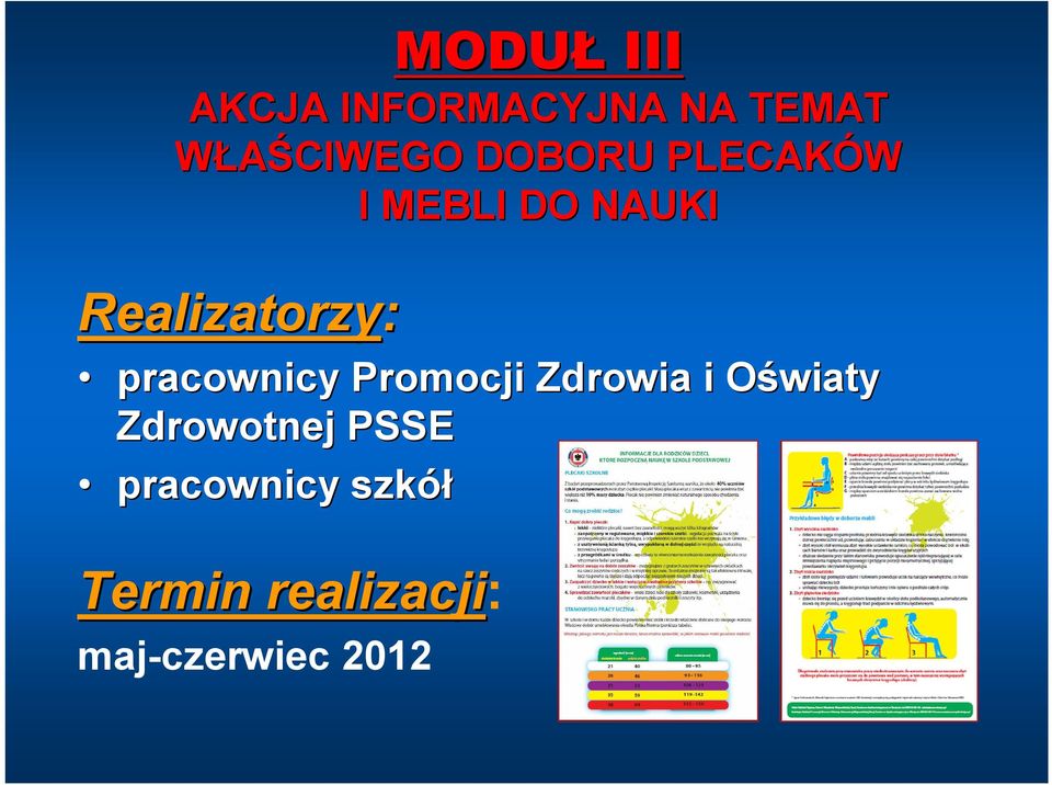 realizacji: maj-czerwiec 2012 MODUŁ III AKCJA