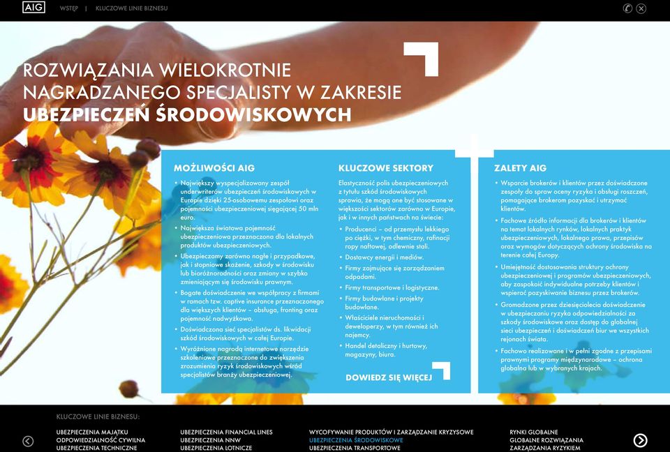 Ubezpieczamy zarówno nagłe i przypadkowe, jak i stopniowe skażenie, szkody w środowisku lub bioróżnorodności oraz zmiany w szybko zmieniającym się środowisku prawnym.