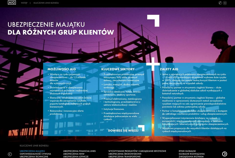 Elastyczne, świadczone na całym świecie wsparcie dla zarządzania ryzykiem, poparte katalogiem najlepszych praktyk biznesowych. Różnorodna i innowacyjna oferta produktowa.