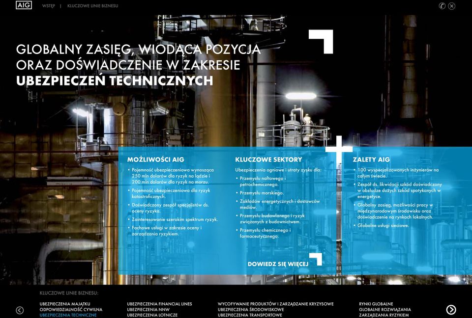Fachowe usługi w zakresie oceny i zarządzania ryzykiem. KLUCZOWE SEKTORY Ubezpieczenia ogniowe i utraty zysku dla: Przemysłu naftowego i petrochemicznego. Przemysłu morskiego.