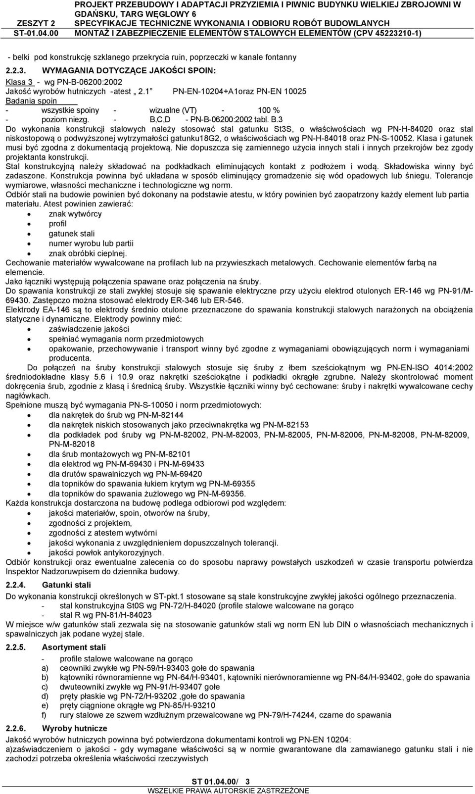 dania spoin - wszystkie spoiny - wizualne (VT) - 100 % - poziom niezg. - B,