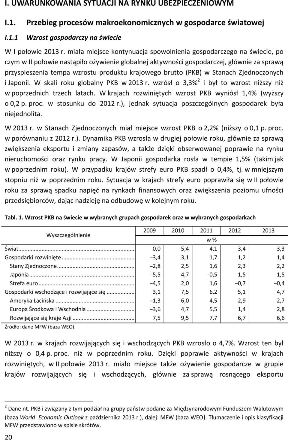 krajowego brutto (PKB) w Stanach Zjednoczonych i Japonii. W skali roku globalny PKB w 2013 r. wzrósł o 3,3% 2 i był to wzrost niższy niż w poprzednich trzech latach.