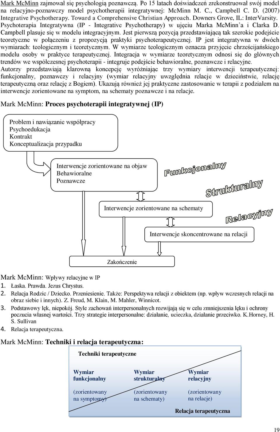 Psychoterapia Integratywna (IP - Integrative Psychotherapy) w ujęciu Marka McMinn a i Clarka D. Campbell plasuje się w modelu integracyjnym.