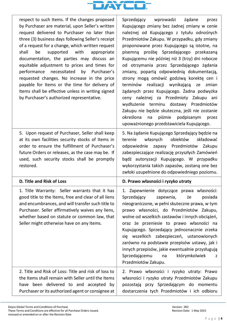 which written request shall be supported with appropriate documentation, the parties may discuss an equitable adjustment to prices and times for performance necessitated by Purchaser s requested