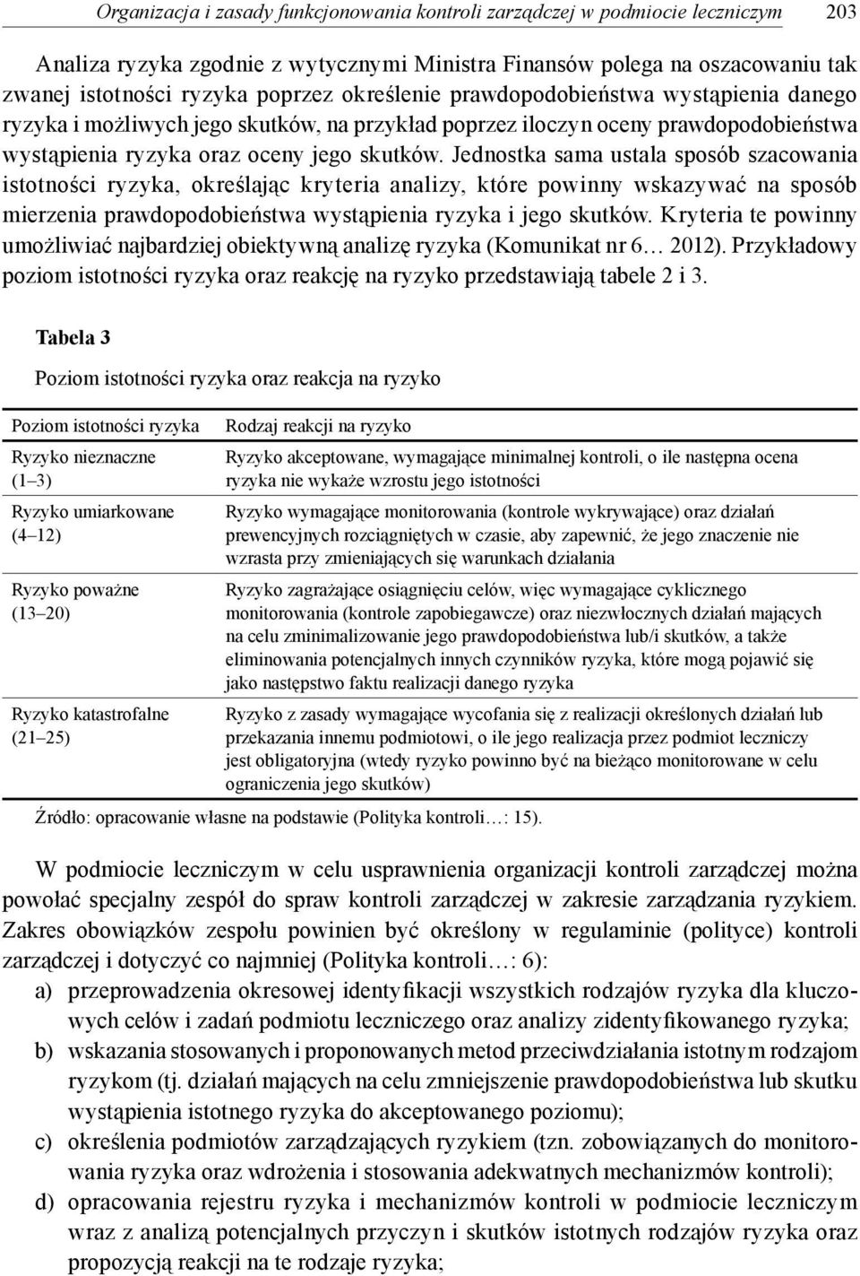 Jednostka sama ustala sposób szacowania istotności ryzyka, określając kryteria analizy, które powinny wskazywać na sposób mierzenia prawdopodobieństwa wystąpienia ryzyka i jego skutków.