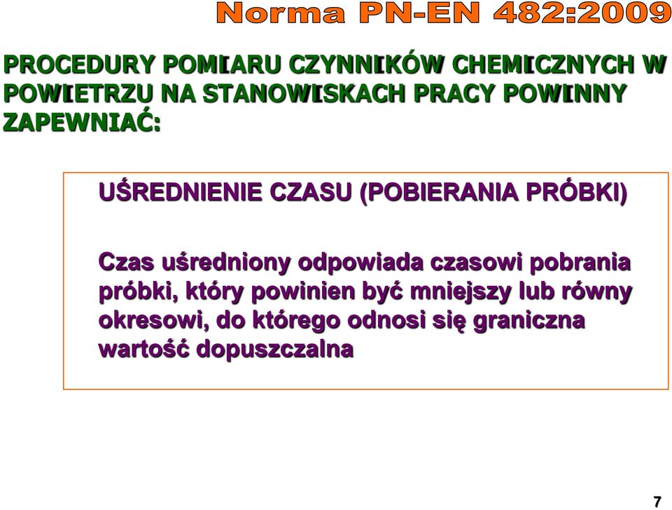 uśredniony odpowiada czasowi pobrania próbki, który powinien być