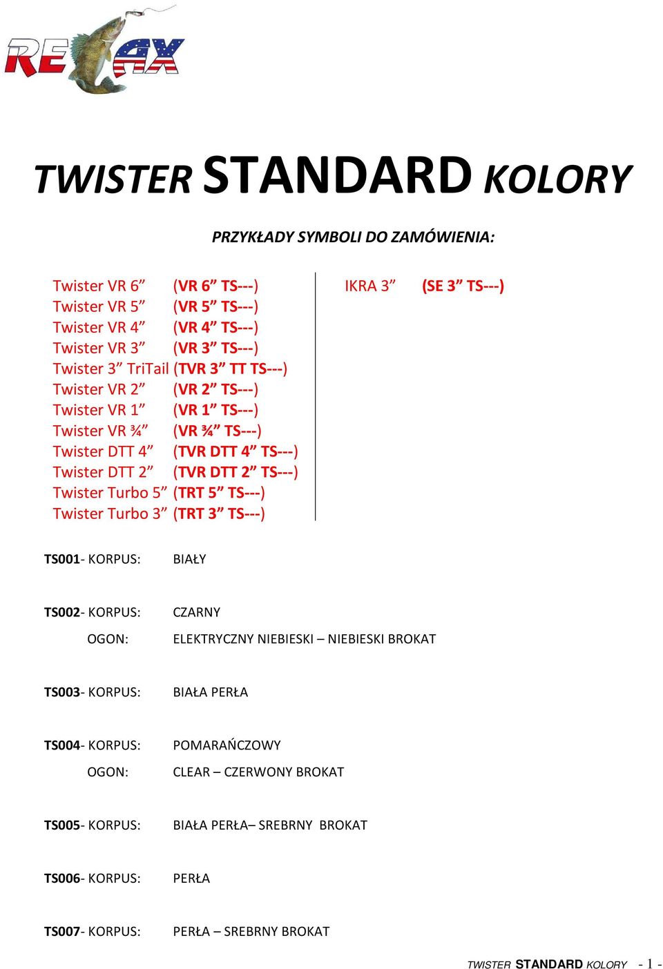 2 (TVR DTT 2 TS---) Twister Turbo 5 (TRT 5 TS---) Twister Turbo 3 (TRT 3 TS---) TS001- KORPUS: TS002- KORPUS: CZARNY ELEKTRYCZNY NIEBIESKI NIEBIESKI BROKAT TS003-