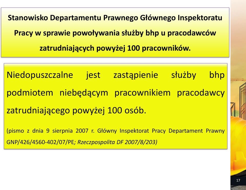 Niedopuszczalne jest zastąpienie służby bhp podmiotem niebędącym pracownikiem pracodawcy