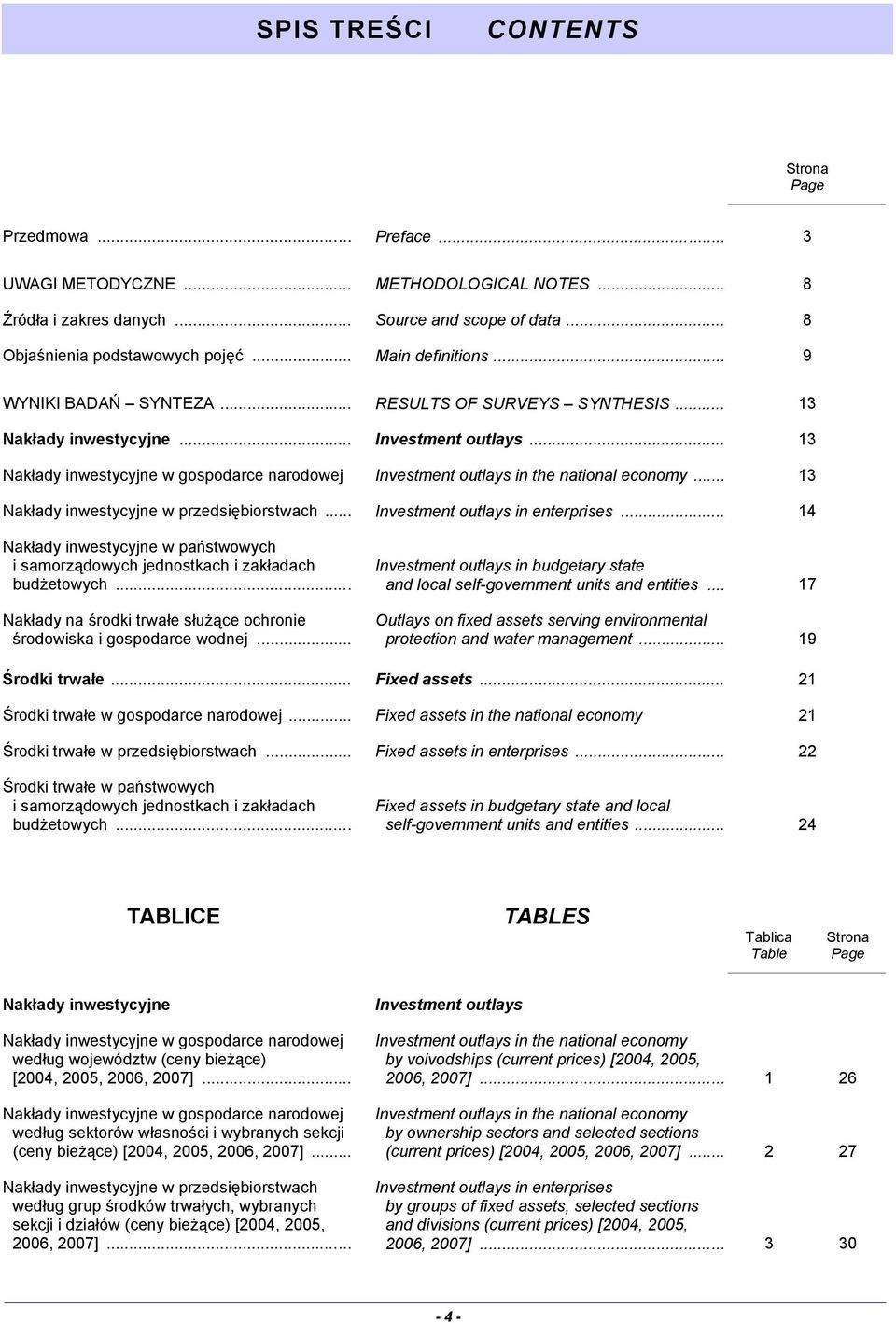 .. 13 Nakłady inwestycyjne w gospodarce narodowej Investment outlays in the national economy... 13 Nakłady inwestycyjne w przedsiębiorstwach... Investment outlays in enterprises.